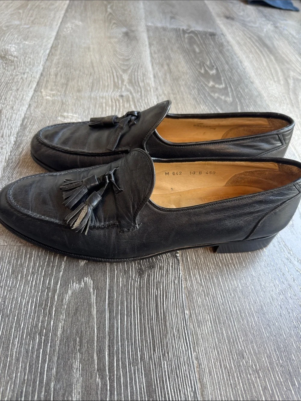 Vintage Carroll & Co Men's Black Leather Tassel Loafers